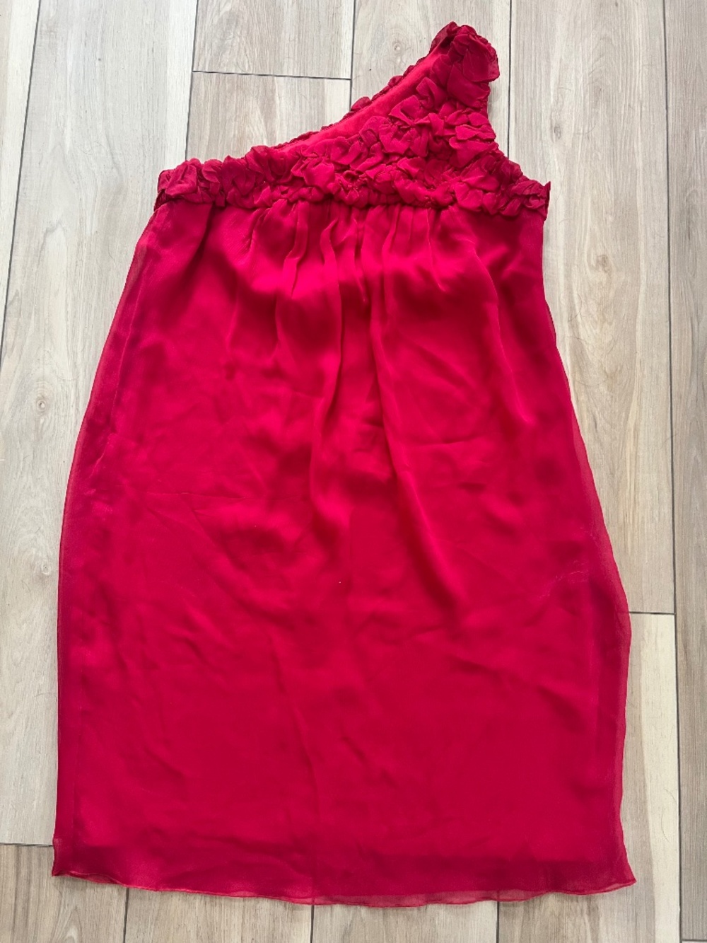 A.B.S. Allen Schwartz One-Shoulder Fuchsia Silk Cocktail Dress Size 8
